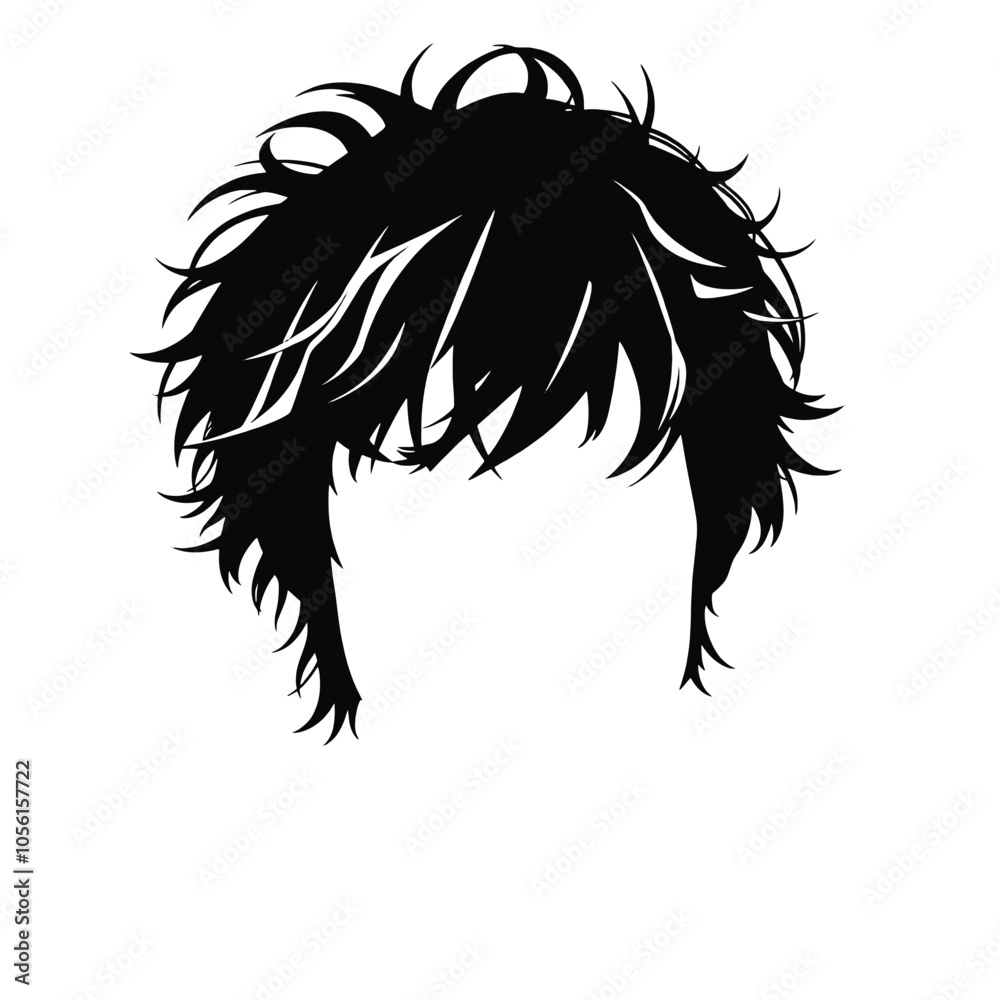 Obraz premium a black and white silhouette of a man's head. The man's hair is styled in a messy