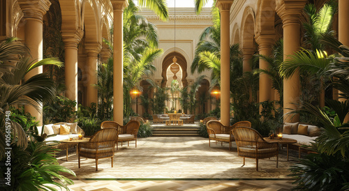 Luxurious Moroccan Style Courtyard with Arched Architecture