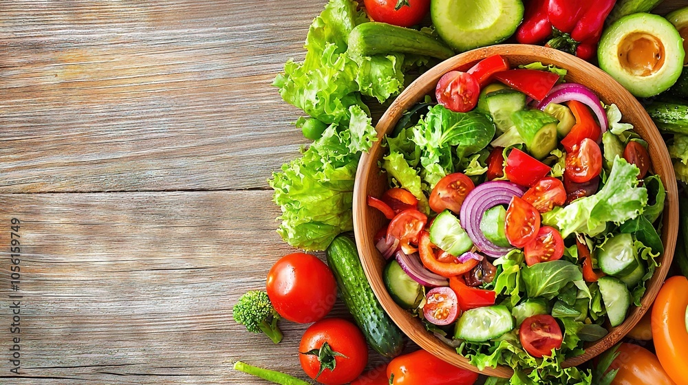 A wooden table topped with a bowl of vegetables A wooden table topped with a bowl of vegetables