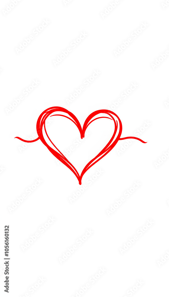 Red heart one symbol drawing line love concept isolated with white highlights, png Red heart one symbol drawing line love concept isolated with white highlights, png