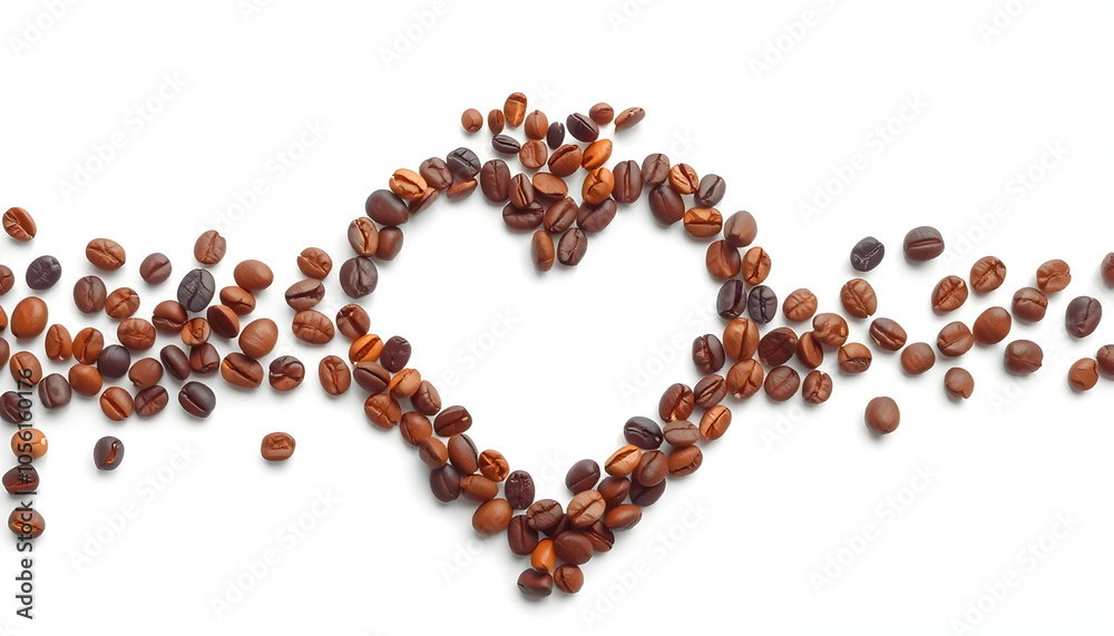 Heart coffee Set against a crisp white background, the intricate and delicate arrangement of beans creates a visually stunning and unique representation of love and passion for coffee isolated with Heart coffee Set against a crisp white background, the intricate and delicate arrangement of beans creates a visually stunning and unique representation of love and passion for coffee isolated with