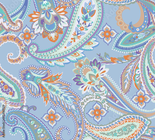 seamless paisley pattern with trend colors for bed linen .textiles, fabrics, souvenirs, packaging, greeting cards and scrapbooking,shawl