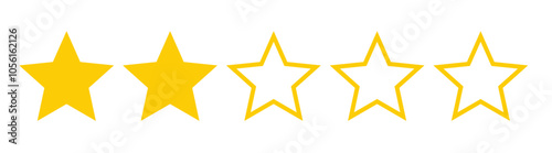 Two out of five stars customer product review icon. Feedback customers. 