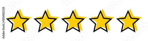  Yellow 5 star rating feedback for website, app, ui design. level of satisfaction rating.