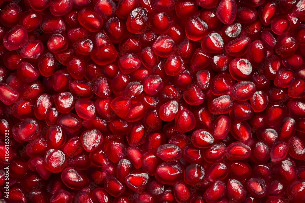 Vibrant close up of luscious red ripe pomegranate seeds creating a textured background Vibrant close up of luscious red ripe pomegranate seeds creating a textured background