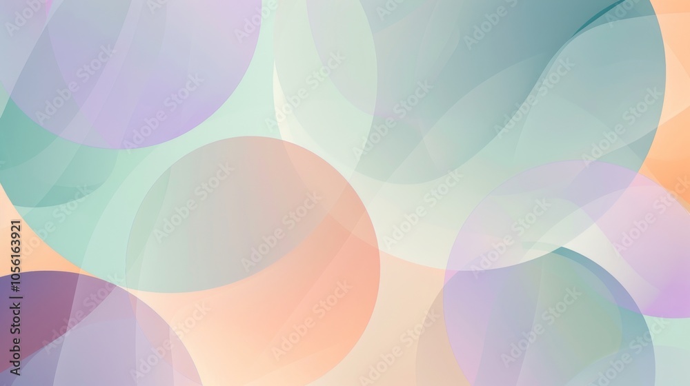 An abstract pastel background featuring soft circles in mint, lavender, and peach An abstract pastel background featuring soft circles in mint, lavender, and peach