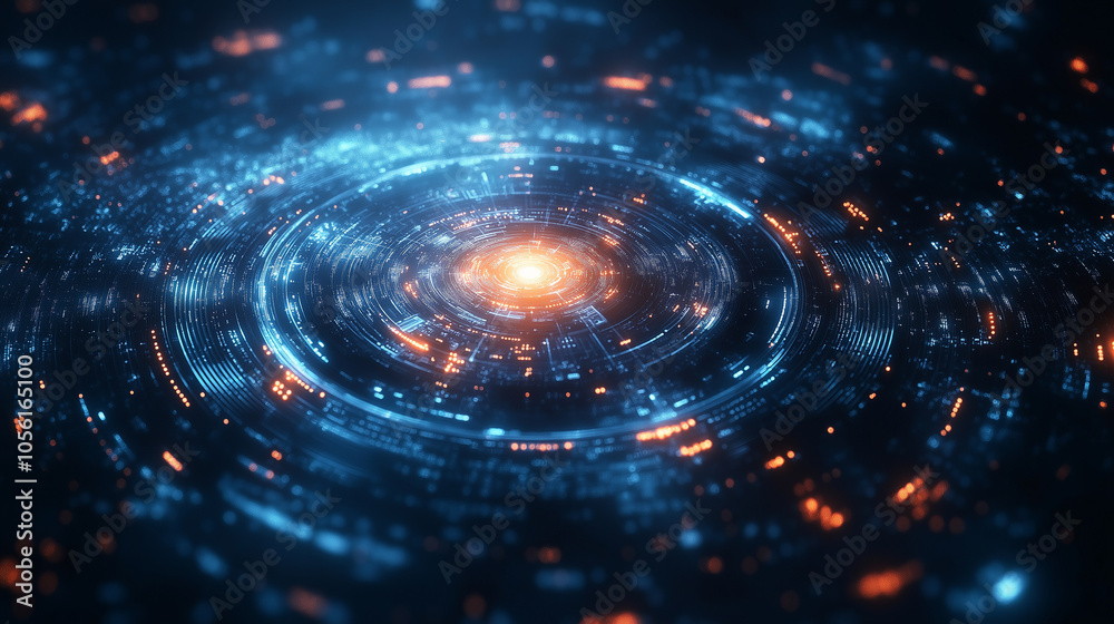 Abstract futuristic background with digital technology elements and gears Abstract futuristic background with digital technology elements and gears