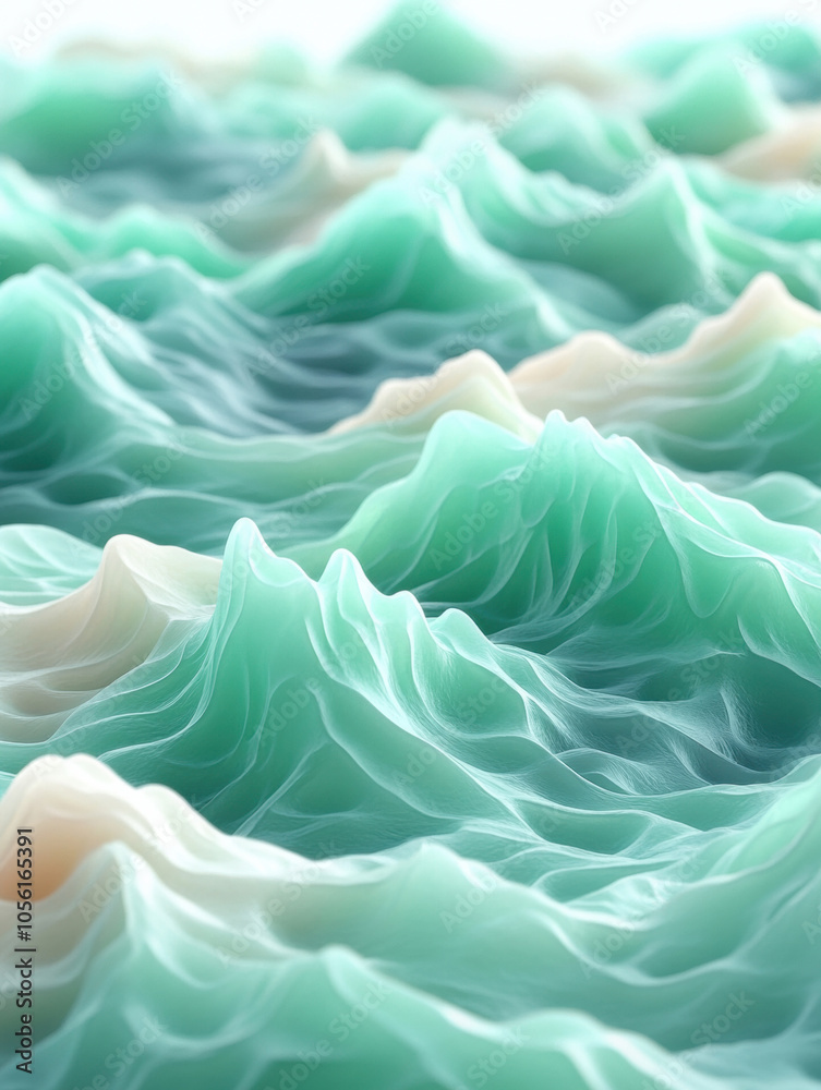 Mint green waves in a smooth, fluid composition, resembling a tranquil seascape. Mint green waves in a smooth, fluid composition, resembling a tranquil seascape.