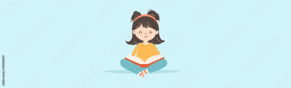 vector girl reading book .Generative AI vector girl reading book .Generative AI