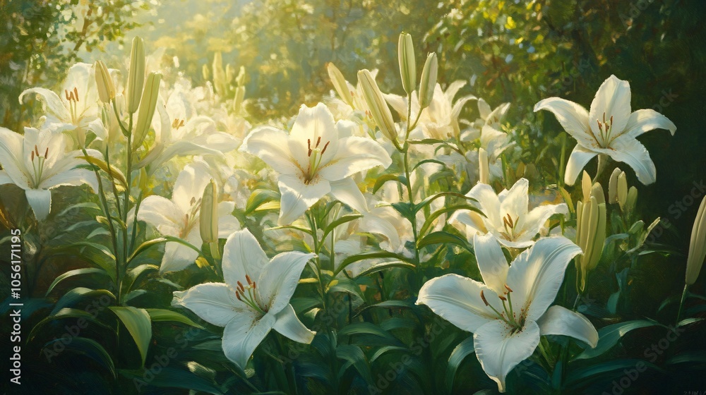 White Lilies in the Garden White Lilies in the Garden
