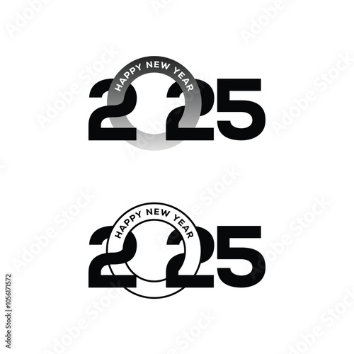 Happy new year 2025 greeting symbol letters Vector Illustration on a white background