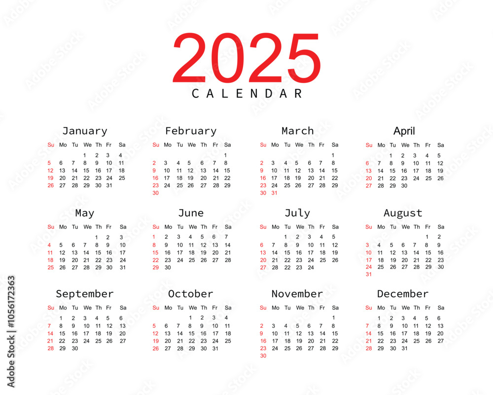 2025 Calendar, white 2025 Calendar, Year 2025 Calendar, Calendar 2025 Calendar, white 2025 Calendar, Year 2025 Calendar, Calendar