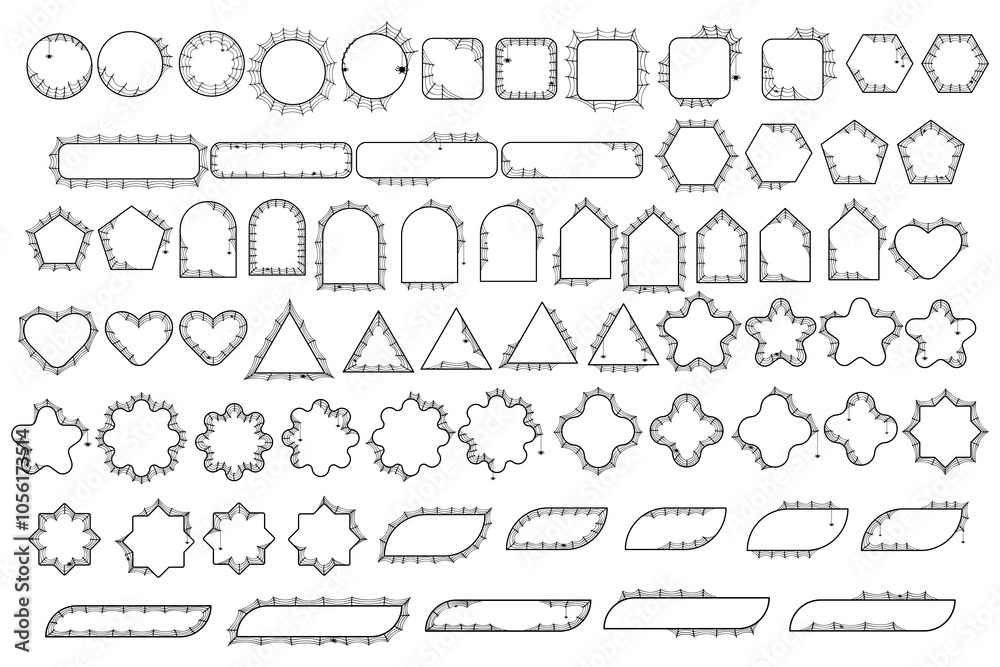 Obraz premium Spider web Halloween frame set. Vector illustration.