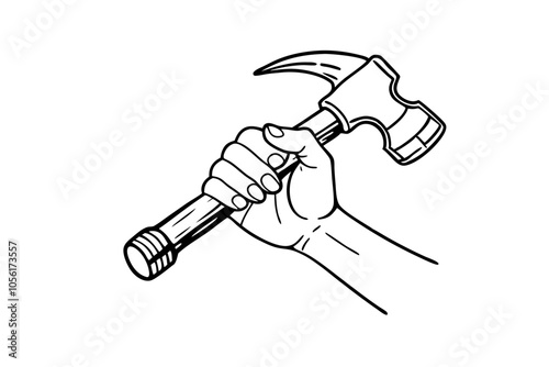 Hand Holding Hammer Line Drawing A Unique Minimalist Artwork