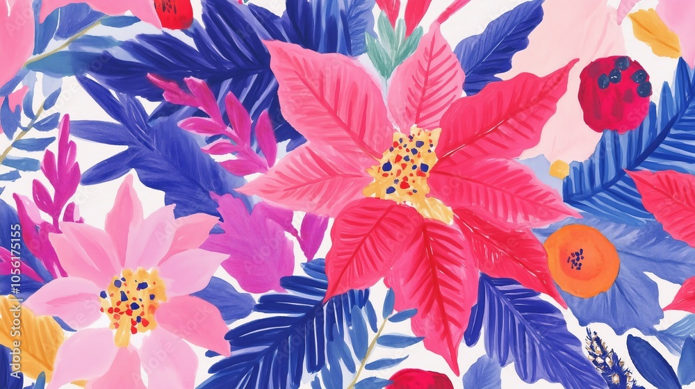 Fototapeta premium watercolor drawing of poinsettia flowers