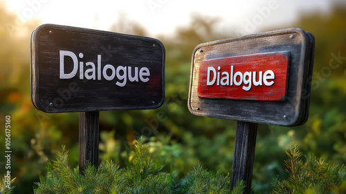 Two-Way Communication Concept with Dialogue Signs in Natural Setting photo