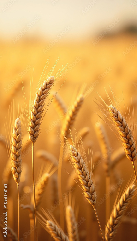 Golden Wheat Stalks in Warm Summer Light with Soft Bokeh Golden Wheat Stalks in Warm Summer Light with Soft Bokeh