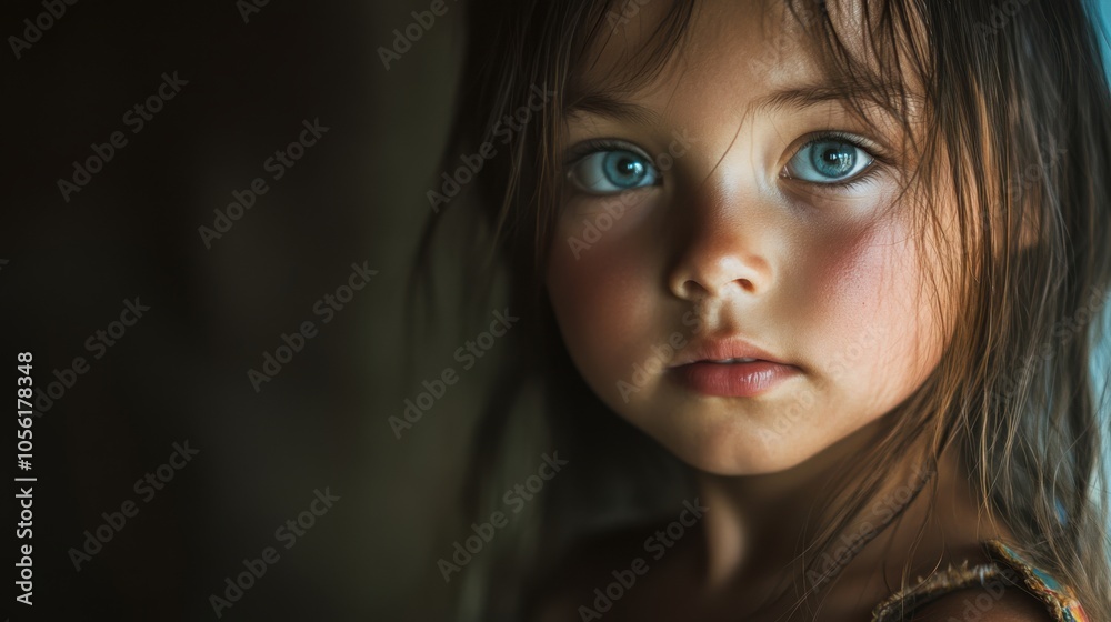 National Geographic-inspired photo of a young girl with a shy demeanor National Geographic-inspired photo of a young girl with a shy demeanor