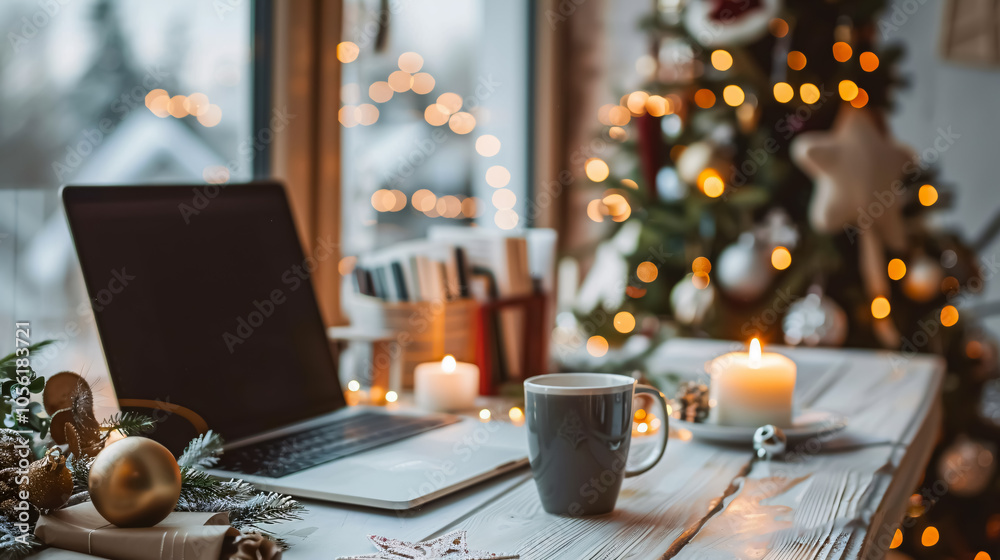Christmas time and desk of free space for your decoration. Christmas time and desk of free space for your decoration.