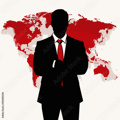 vector man secret organization silhouette on white background .Generative AI