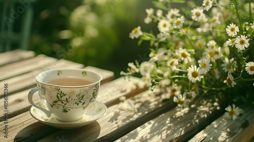 _Spring_-_Chamomile_Flowers_In_Teacup_On_Wooden_