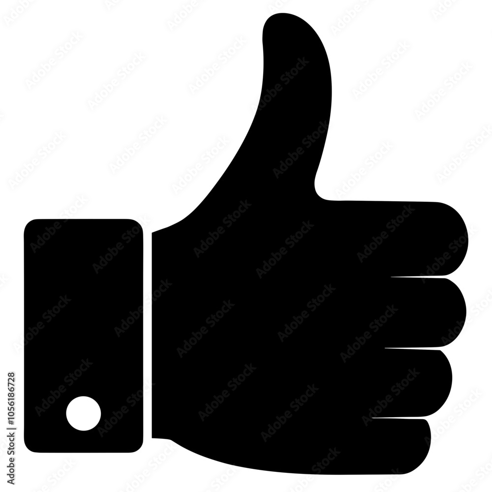 Black silhouette of a thumbs up hand gesture on a white background
Black silhouette of a thumbs up hand gesture on a white background