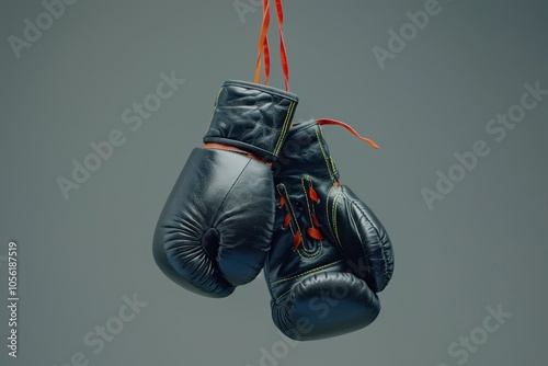 Grey background with gloves hanging photo