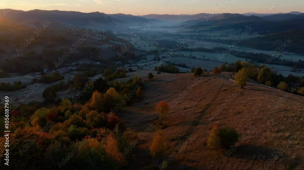 Gentle Forward Drone Shot Bringing Sunrise Into Frame