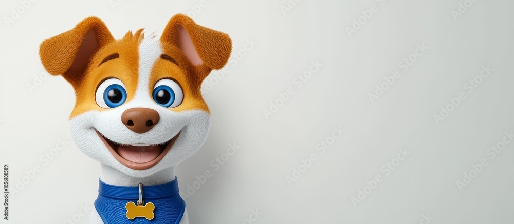 Cute Cartoon Dog Character with Copy Space 3D Render Pet Puppy Animal Friendly Happy Cartoon Cute Cartoon Dog Character with Copy Space 3D Render Pet Puppy Animal Friendly Happy Cartoon