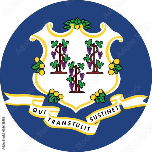 Circle flag of the United States of America federal state of CONNECTICUT