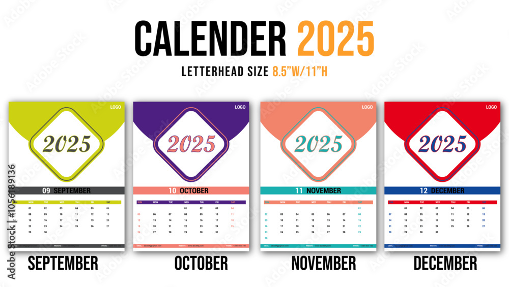 4 Months set Calendar 2025, Calendar 2025 sep, oct, nov, dec Corporate Design Template. company, agency, marketing, designing, Ai, 100% vector colorful without image calendar, happy new year 2025, 4 Months set Calendar 2025, Calendar 2025 sep, oct, nov, dec Corporate Design Template. company, agency, marketing, designing, Ai, 100% vector colorful without image calendar, happy new year 2025,