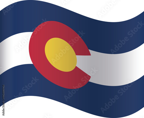 Waving flag of the United States of America federal state of COLORADO