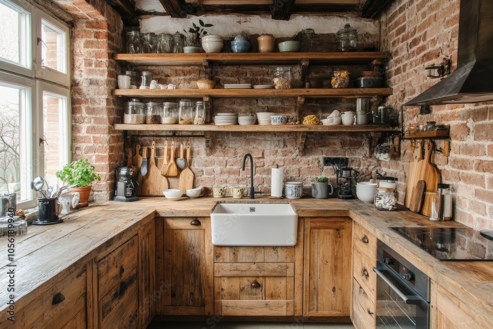 Kitchen with a wooden counter and a sink Kitchen with a wooden counter and a sink