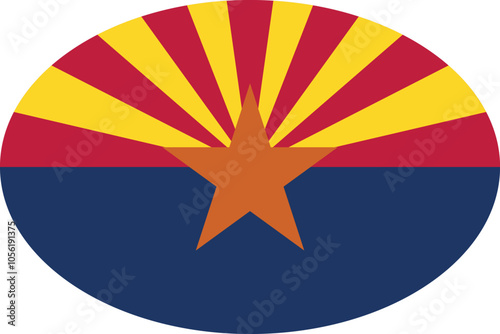 Oval flag of the United States of America federal state of ARIZONA