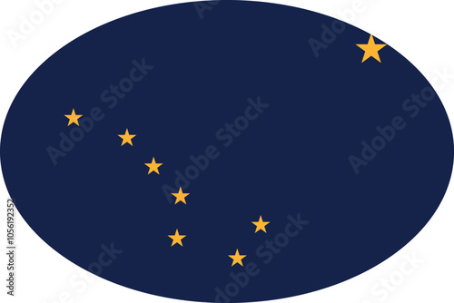 Oval flag of the United States of America federal state of ALASKA