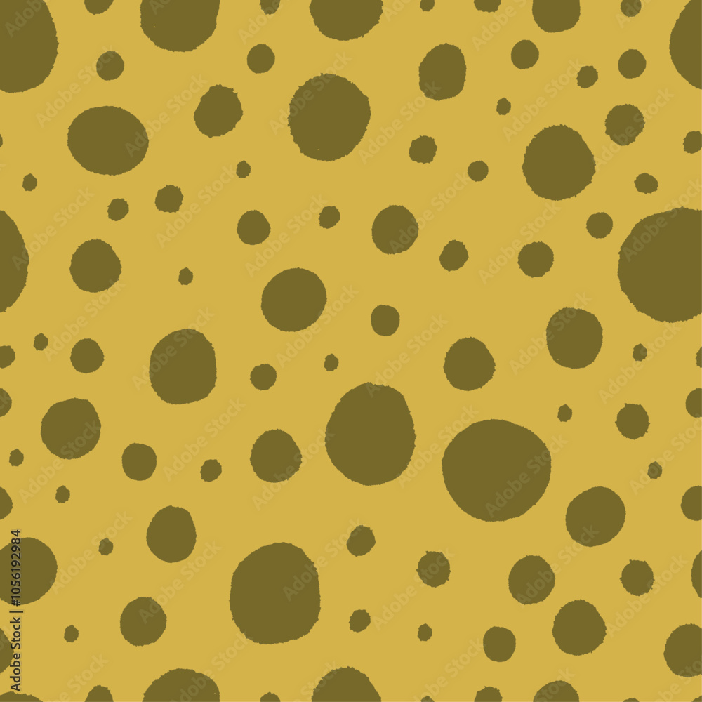 Hand drawn dots seamless pattern. Green blobs on yellow background. Abstract backdrop. Hand drawn dots seamless pattern. Green blobs on yellow background. Abstract backdrop.