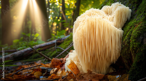 lion's mane mushroom in forest