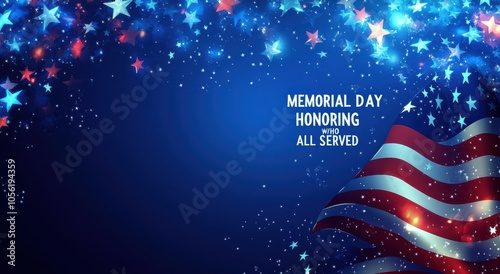Memorial day tribute with stars in deep blue night sky