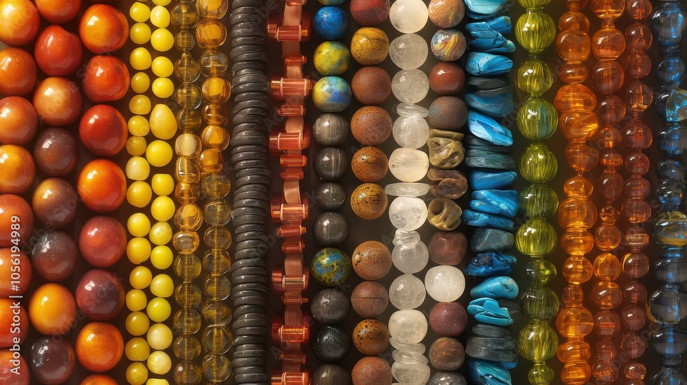 Vibrant Bead Collection: A Colorful Array of Natural Textures and Patterns Vibrant Bead Collection: A Colorful Array of Natural Textures and Patterns