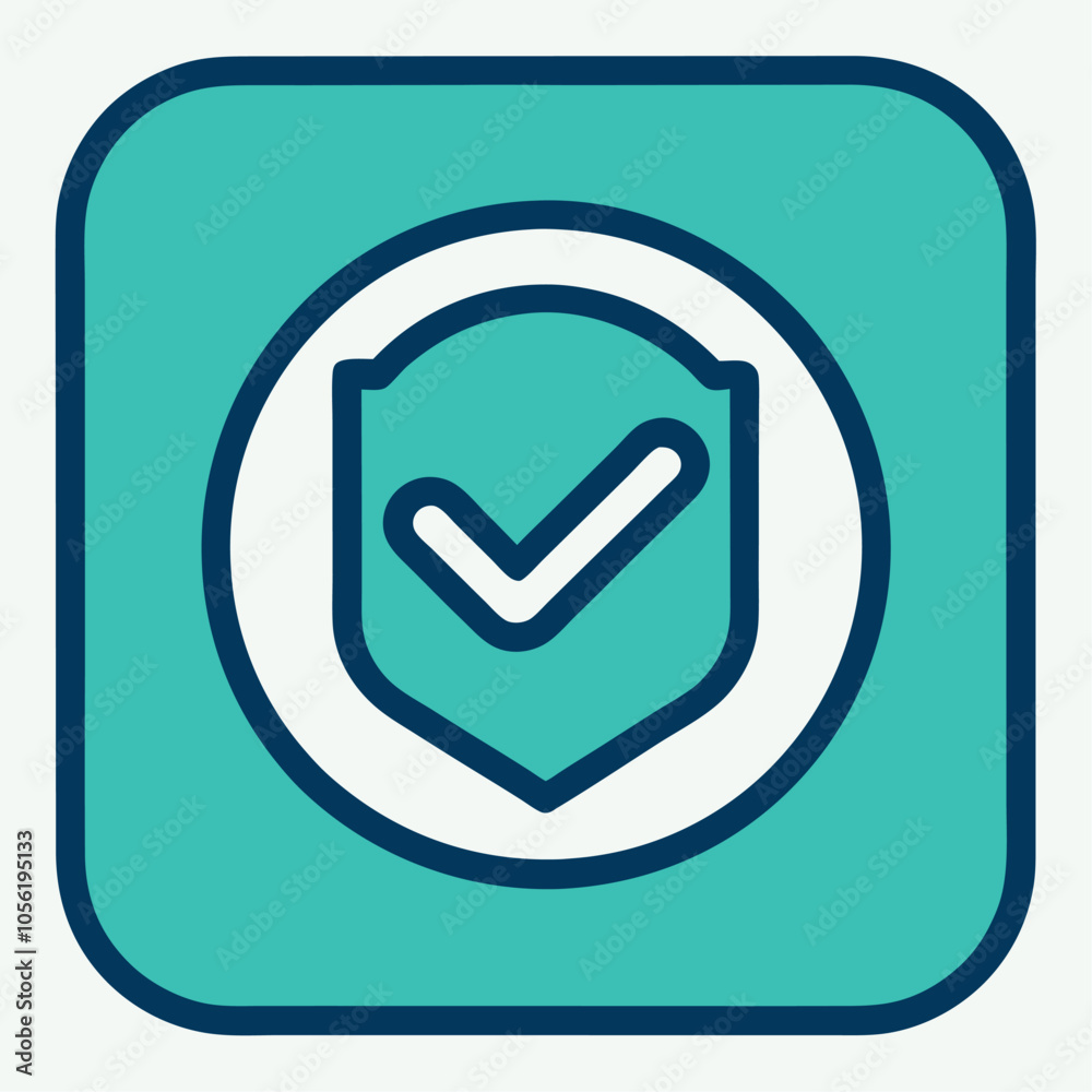 A simple, yet effective icon featuring a shield with a checkmark, symbolizing security, approval, and protection. Perfect for websites, apps, and presentations. A simple, yet effective icon featuring a shield with a checkmark, symbolizing security, approval, and protection. Perfect for websites, apps, and presentations.
