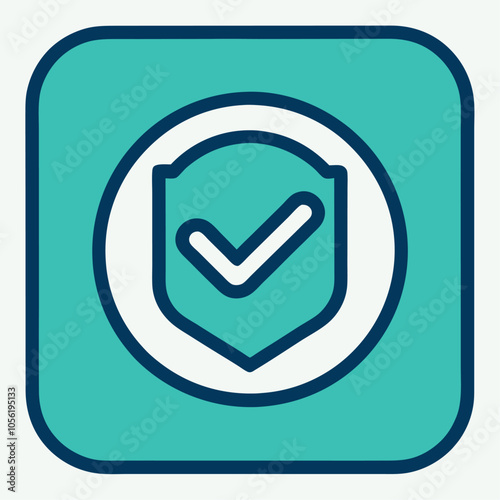 A simple, yet effective icon featuring a shield with a checkmark, symbolizing security, approval, and protection. Perfect for websites, apps, and presentations.