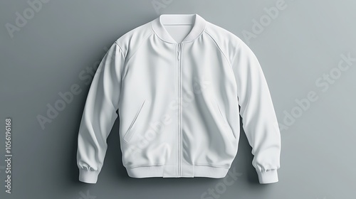 A white bomber jacket front view 