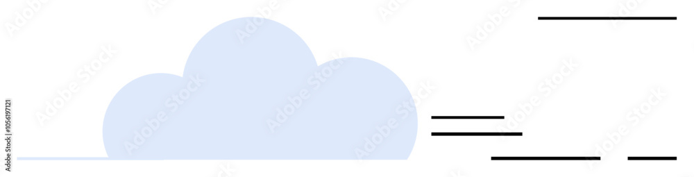 Blue cloud with three black horizontal lines indicating speed or motion. Ideal for weather apps, cloud computing, data transfer, speed, fast service, internet, technology concepts. Banner for landing Blue cloud with three black horizontal lines indicating speed or motion. Ideal for weather apps, cloud computing, data transfer, speed, fast service, internet, technology concepts. Banner for landing