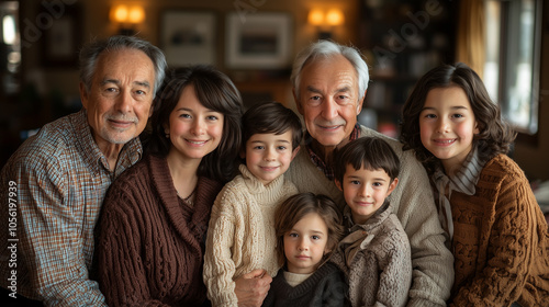 Portrait of a happy family at home. Selective focus.