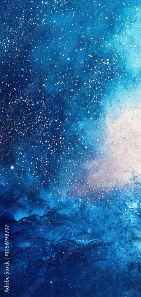 Obraz premium A serene night sky transitioning from pastel navy to soft midnight blue with silver stars