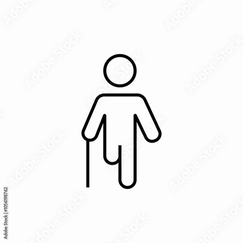 injury walking cane icon sign vector