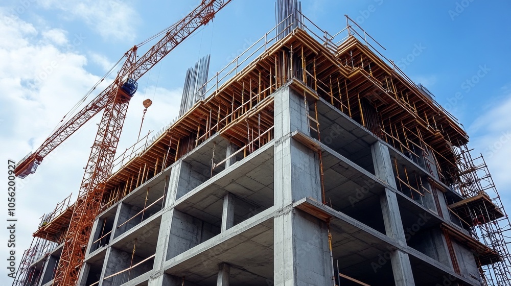 Construction site with a rising multi-story building Construction site with a rising multi-story building
