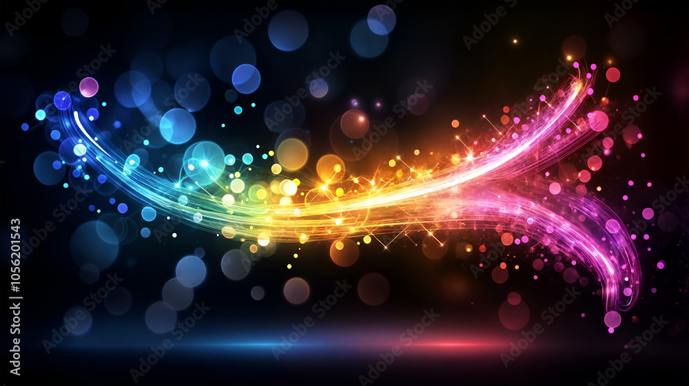Colorful Light Arrow on Black Background. Colorful Light Arrow on Black Background.