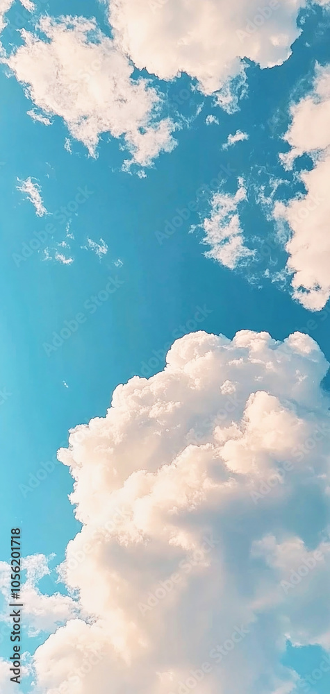 A calming pastel sky with fluffy clouds creating a serene atmosphere for relaxation and inspiration