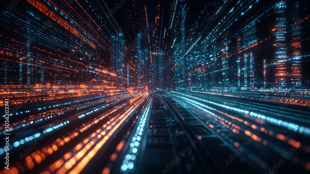 High-speed data flow in a futuristic digital environment High-speed data flow in a futuristic digital environment